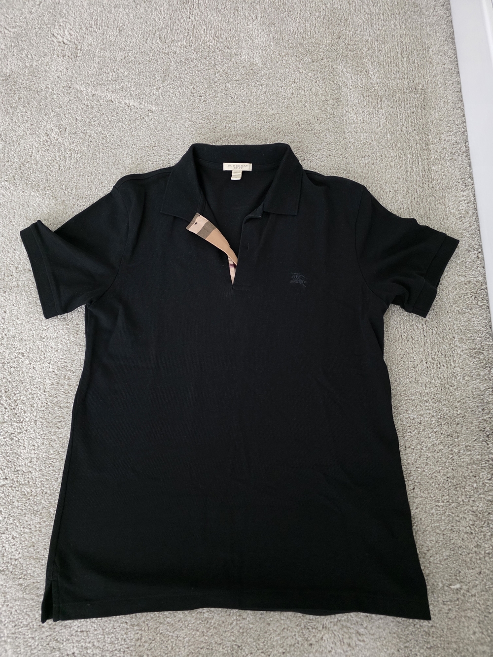 Burberry Black Polo with Signature Check Trim